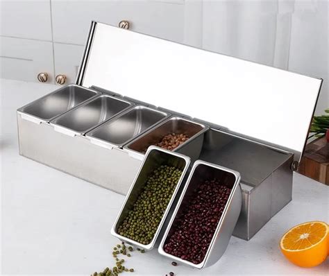 stainless steel seasoning box|Spice Box, Stainless Steel Seasoning Box 4 Compartment Trays .